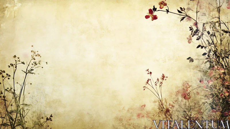 Whispered meadow blooms frame a softly aging parchment sky.