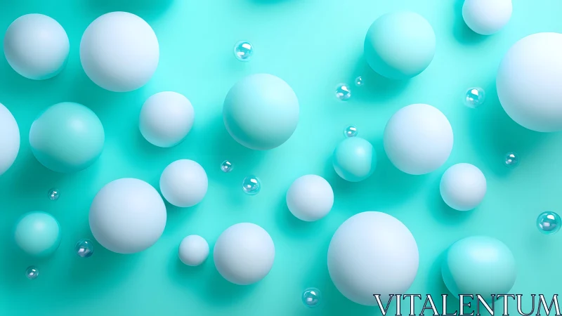 Floating mint bubbles drifting through a calm turquoise sky.