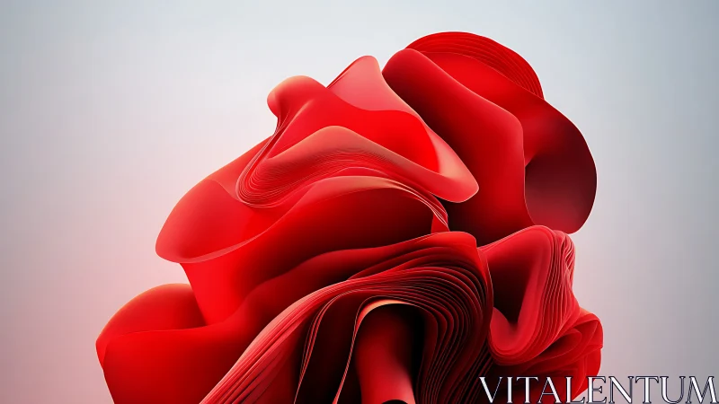Sculpted red folds in fluid abstract digital composition.