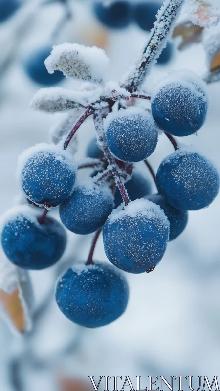 Frost-kissed blue berries glowing softly in winter calm.