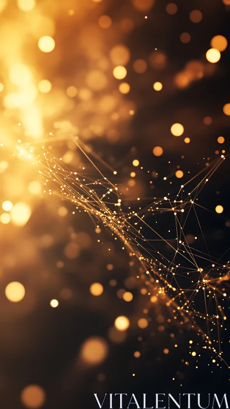 Golden particle network with abstract polygonal light mesh.