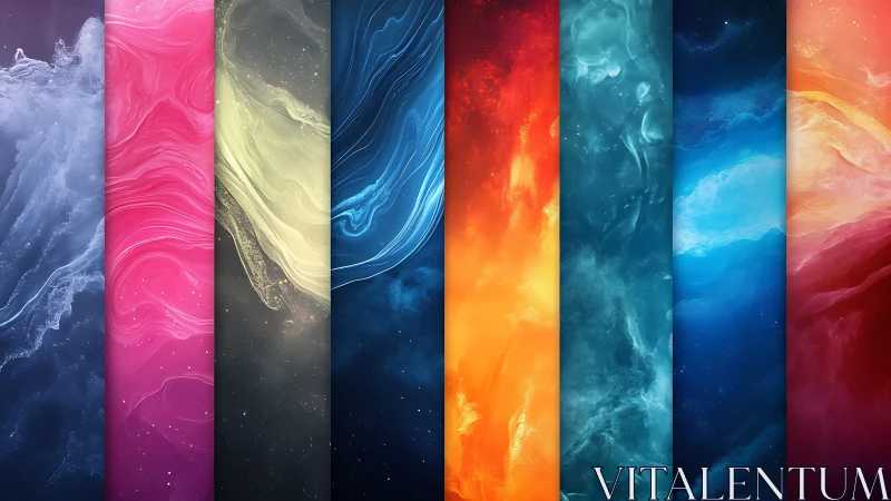 Vertical nebula gradients in multicolor cosmic palette.