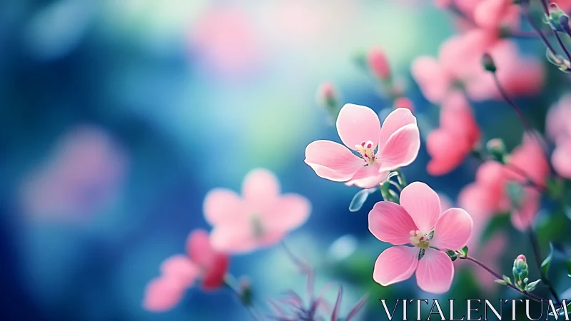 Pink flowers photographed with shallow depth of field