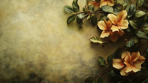 Peach-Toned Flowers Against Textured Neutral Wall Surface