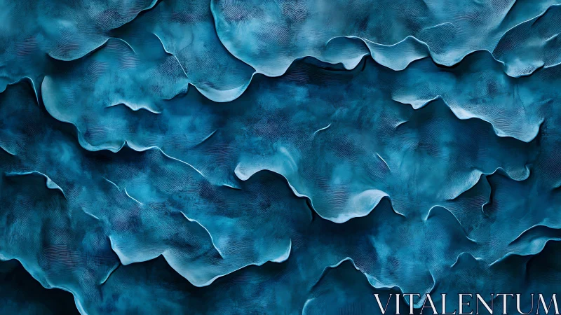 Blue macro relief of layered organic contours and textures