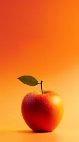 Single red apple on orange gradient background.
