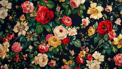 Blooms Entwined: A Floral Tapestry of Crimson, Gold & Ivory