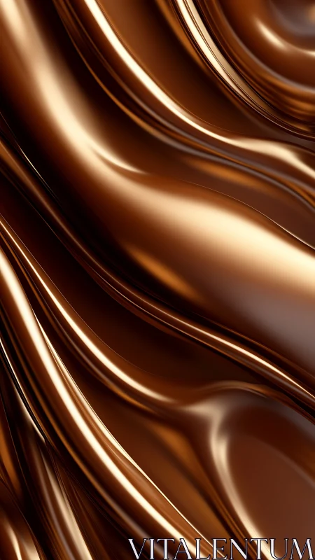 Highly polished metallic bronze fluid drapery surface render