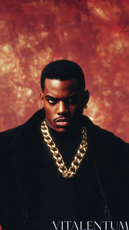 Bold portrait celebrates strong style and gleaming gold chain