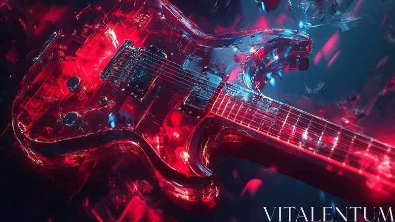 Crystalized electric guitar under bi-chromatic spectral bloom.