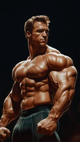 Digital render depicts muscular male torso in three-quarter view