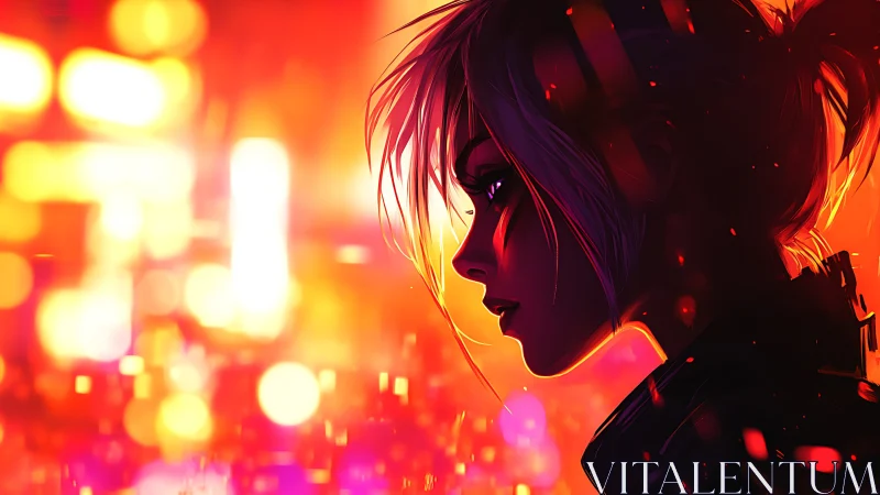 Neon-lit cyberpunk profile renders atmospheric urban isolation