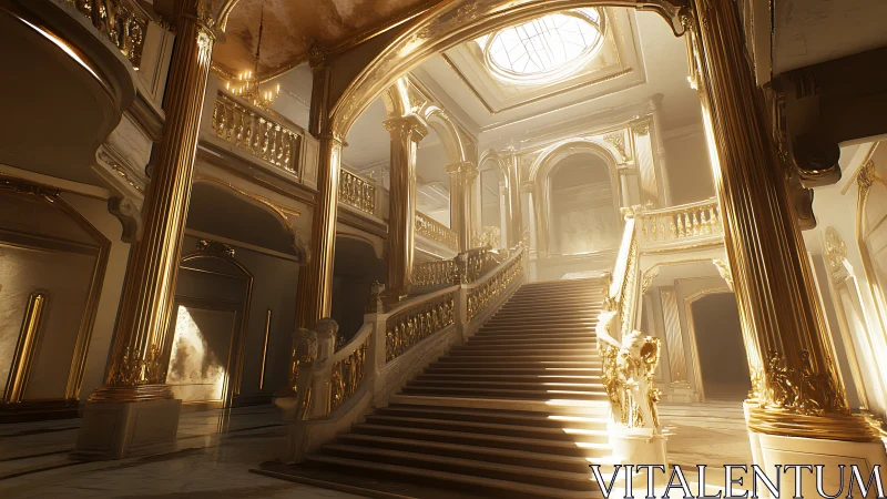 Gilded Staircase Symphony: Where Baroque Grandeur Ascends.