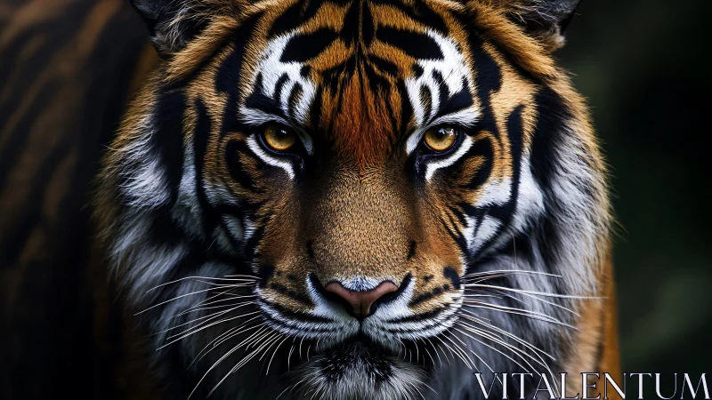 Tiger stares down the lens with firebright, unwavering focus