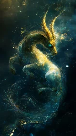 Star-kissed celestial dragon drifting through midnight seas.