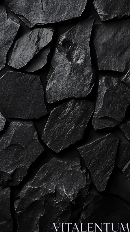 Midnight slate fragments forming a quietly bold mosaic wall.