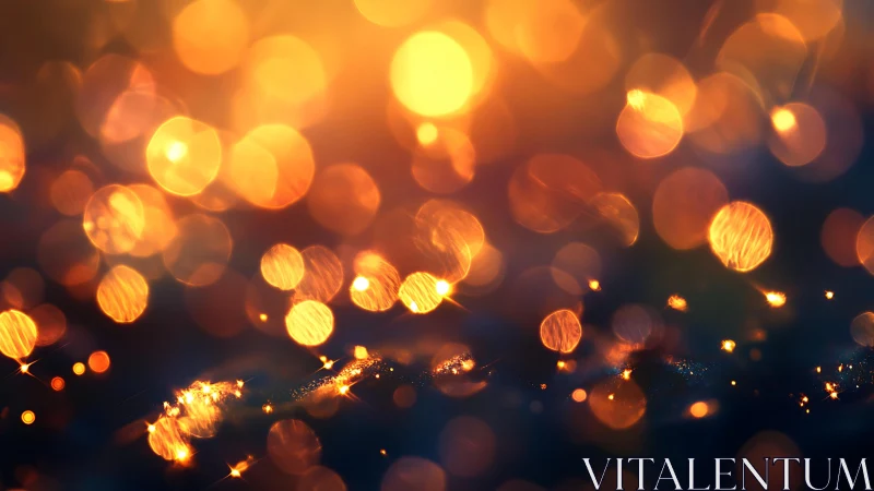 Warm golden bokeh lights abstract background, dreamy soft focus.