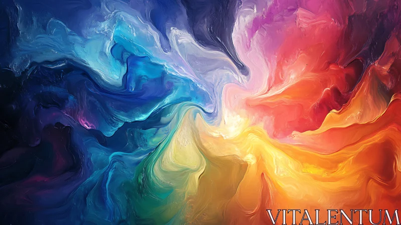 Vibrant swirling abstract canvas of blended rainbow colors.