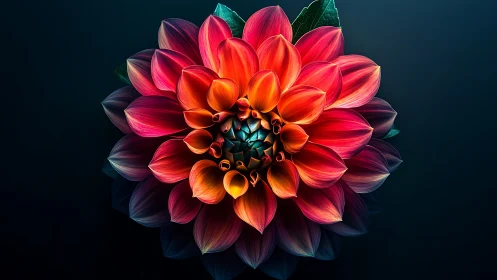 Radiant Dahlia Bursts in Chromatic Splendor Against Deep Twilight.