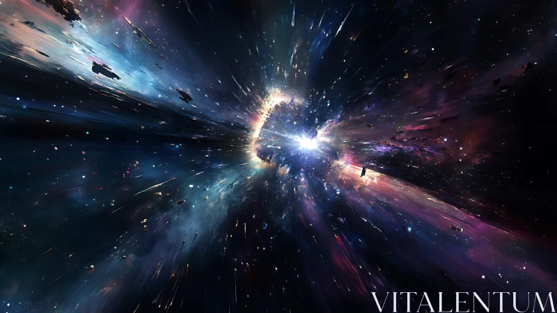 Starfield explodes outward from bright central light source