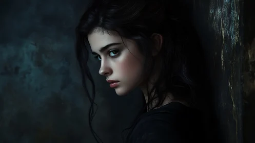 Digital portrait profile with chiaroscuro side-lighting focus.