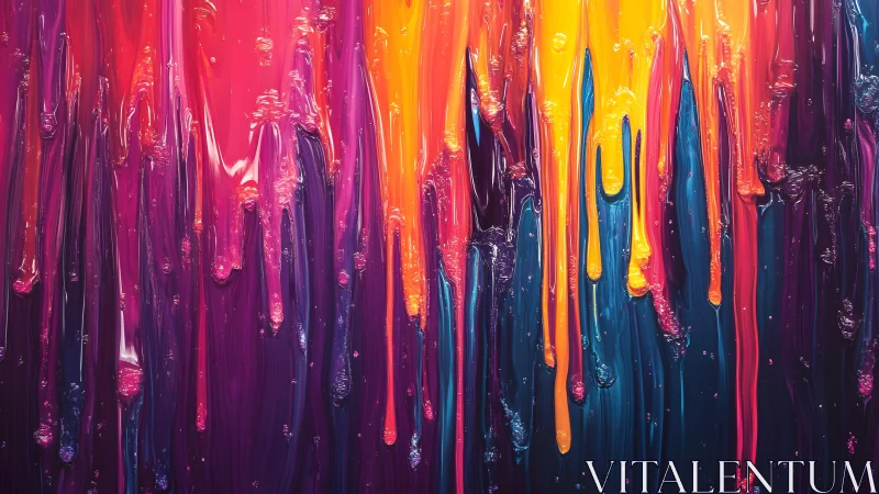 Vibrant Dripping Paint Abstract Art in Neon Colors, Modern Style.
