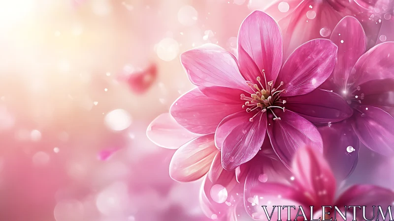 Pink Dahlia Blooms Drift Through Luminous Bokeh Haze