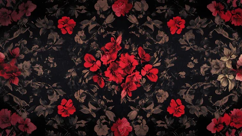 Crimson Blooms Dance on Velvet Darkness.