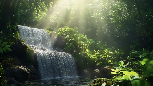 Cascading Waters Dance Through Emerald Cathedral