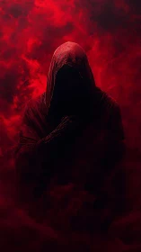 Crimson Wraith Emerging From Smoke-Drenched Midnight Veil.