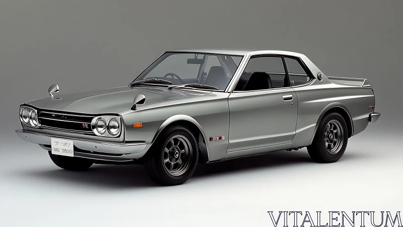 Photorealistic studio profile of vintage Japanese sports coupe.