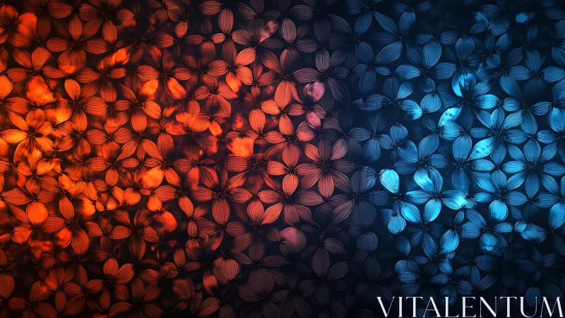 Glowing petal chorus where warm ember hues meet cool mist.