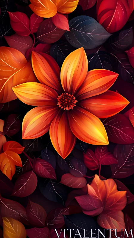 Digital Floral Composition with Stratified Warmth Palette.