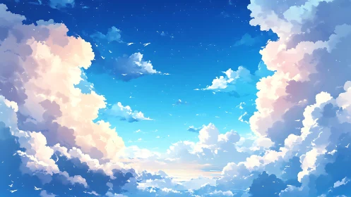 Sky cathedral of drifting clouds and softly rising light.