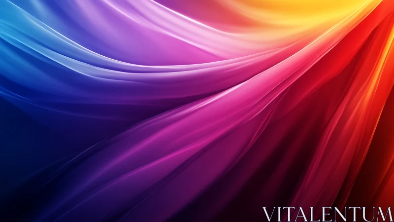 Vibrant gradient waves with flowing satin light folds.
