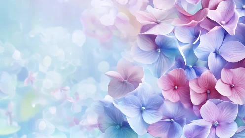 Ethereal Hydrangea Blossoms in Soft Pastel Hues.