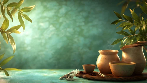 Gentle herbal tea scene invites a slow, soothing pause