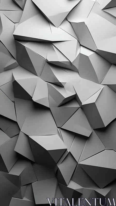 Shattered planes quietly fold into a monochrome digital canyon