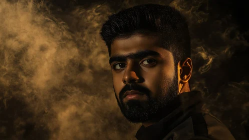 Low-key cinematic male portrait with dramatic rim lighting