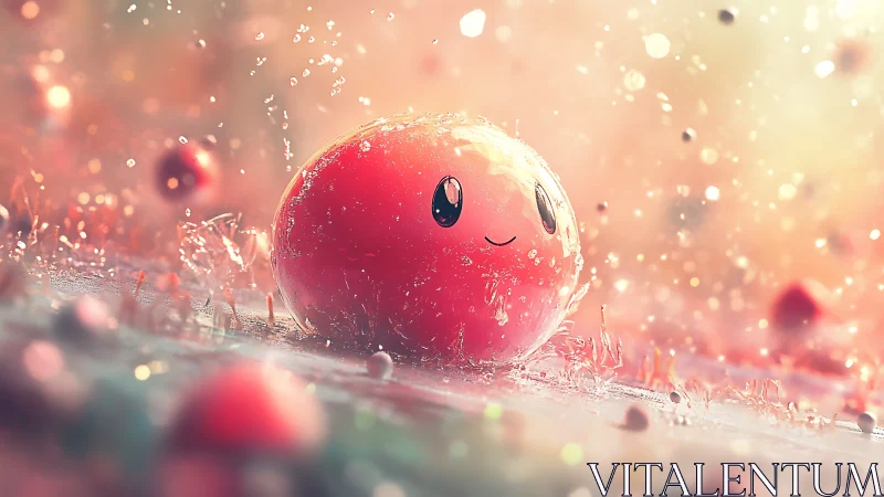 Subsurface scattering on glossy red sphere with bokeh particle field