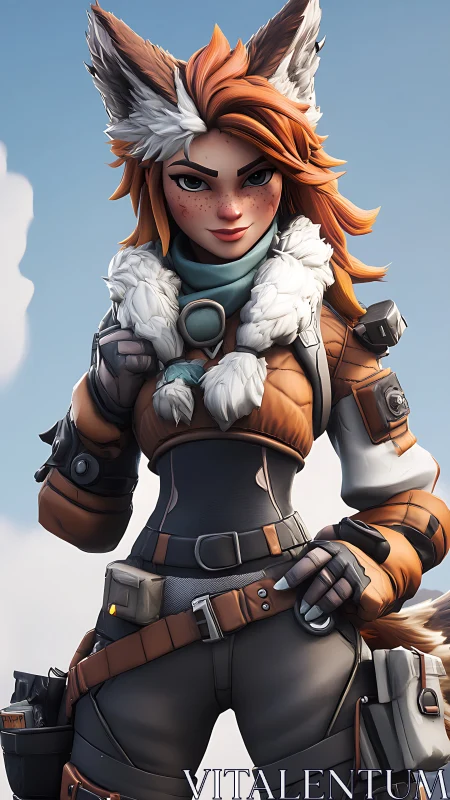 Anthropomorphic fox scout in tactical armor, mid-shot portrait