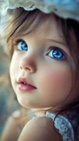 Child with Striking Blue Eyes in Gentle Portrait