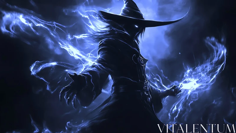 Midnight mage shaping wild blue lightning into wonder.