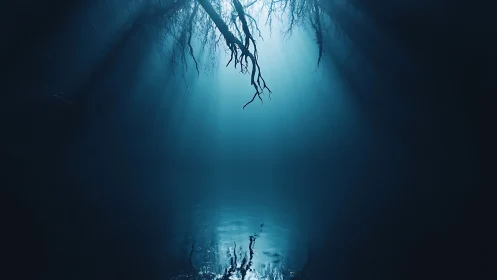 Soft moonlit water welcomes quiet roots and drifting light