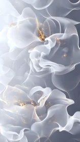 Ethereal white veils swirling around glowing golden cores.