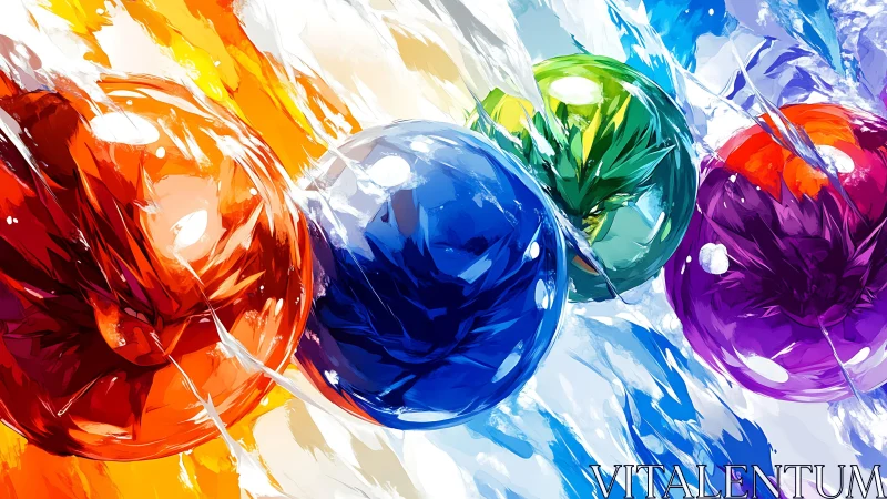 Bold abstract orbs in motion over bright color streaks.