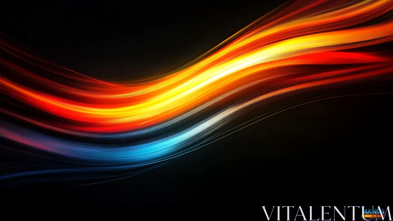 Curved spectral light trails form layered motion across black field