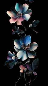 Iridescent Botanical Study: Translucent Petals with Gradient Color Shifts