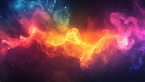 Color gradient nebula structure spans horizontal star field