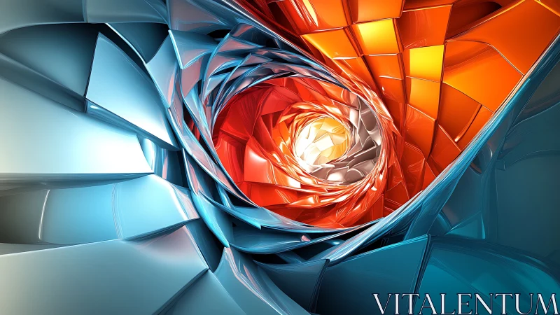 Shimmering abstract vortex glows with cool and fiery energy